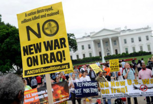 The people say No to a new war on Iraq and Syria.