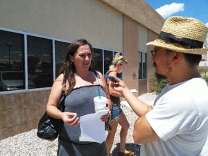  Joel Marcos Gallegos asks SNAP beneficiary about the prospect of becoming even more food insecure.