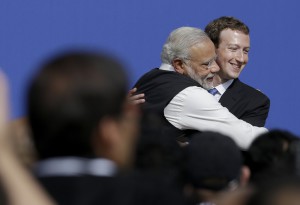 Zuckerberg rubbing shoulders with Narendra Modi