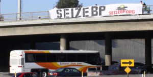 Seize BP banner drop
