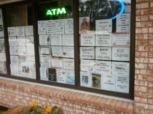 Racist signs in window of New Mexico store