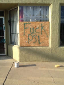 Hateful graffiti from most recent vandalism incident