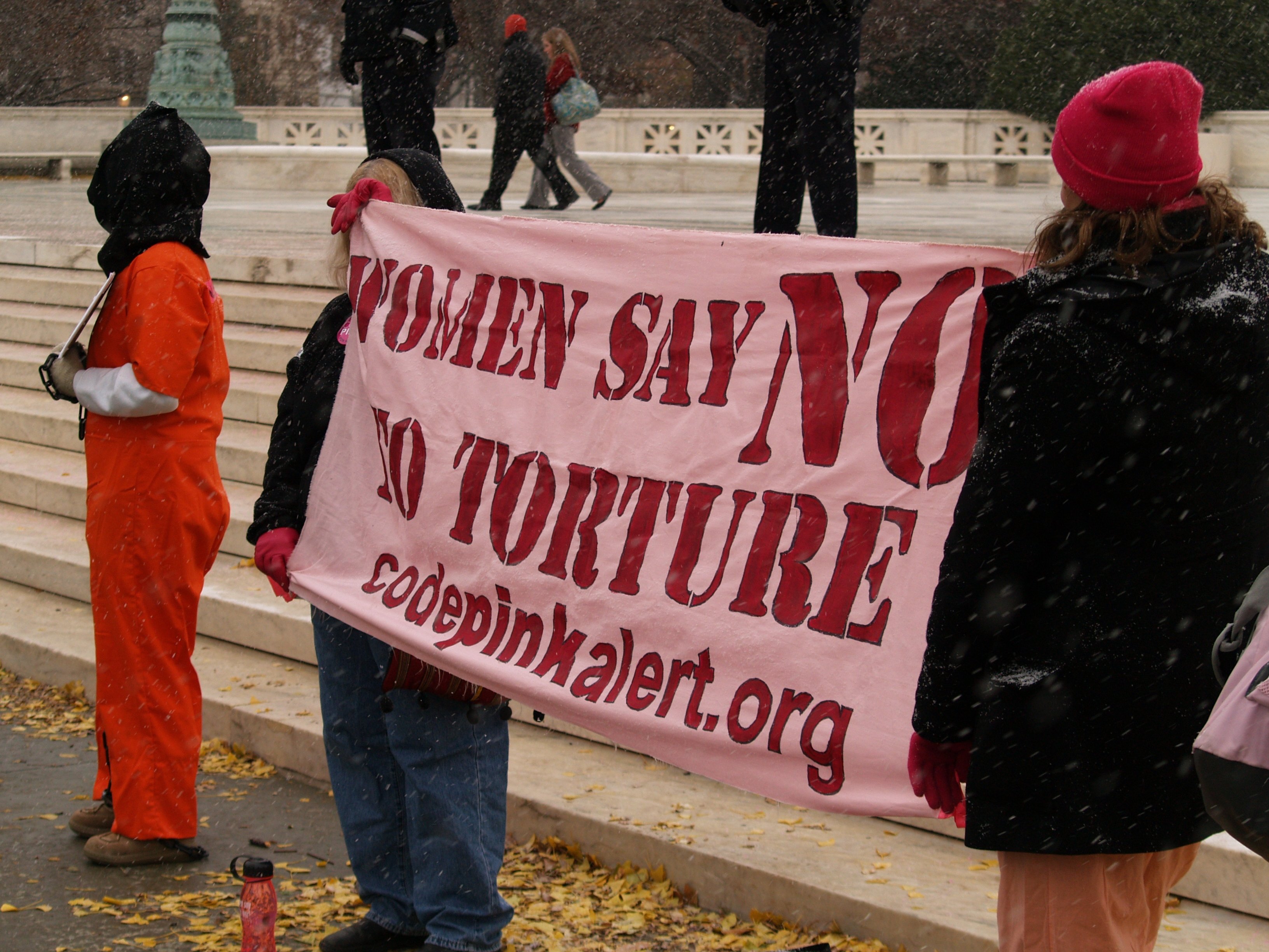 Women say no to torture outside the third Congressional hearing on Guantanamo, Washington DC, 2007. Photo: Jim Kuhn, CC-2.0.