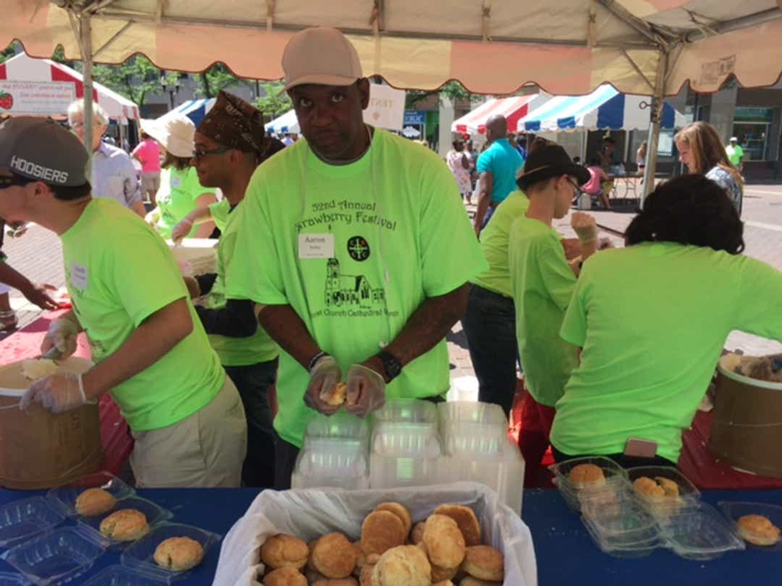 Aaron Bailey volunteers at the 2017 Christ Church Cathedral Women's Strawberry Festival