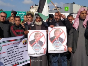 Protestando el plan de Trump en Gaza Foto: : twitter.com/KhaledAbu Toameh.