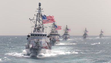 Buques de la marina estadounidense en un ejercicio militar