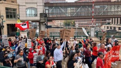 Hundreds rally for immigration for all in Milwaukee on October 11. Liberation photo