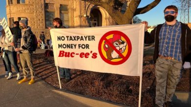 Springfield, Mo., activists protest a proposal for $9.2 million in tax incentives to bring Buc-ee's to southwest Missouri. Liberation photo