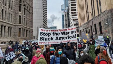 Protesters take to the streets of downtown Minneapolis to demand justice for Amir Locke, who was killed by police during a no-knock warrant. Liberation photo