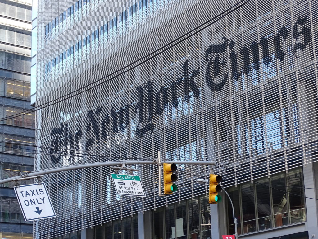 Photo: The New York Times building in Manhattan, NYC. Adam Jones, Flickr, CC BY 2.0.
