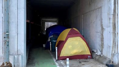 Tents on the undamaged North end of the Uptown Homeless Community. Liberation photo