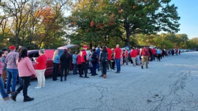 Feature photo: Solidarity Rally outside Garfield Heights Board of Education on Oct. 10. Attendees wear red to support education workers. Liberation photo