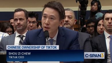 Screenshot of TikTok CEO Shou Zi Chew testifying before Congress on CSPAN.