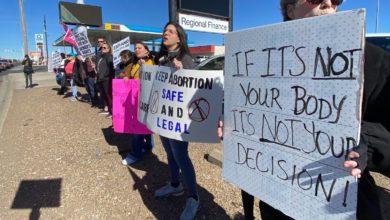Activists demonstrate for abortion rights in New Mexico. Liberation photo